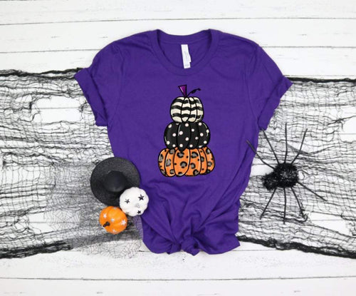 BLACK PUMPKIN STACK HALLOWEEN- HTV TRANSFER