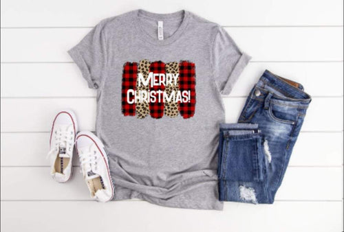 MERRY CHRISTMAS LEOPARD PLAID SWATCH- HTV TRANSFER