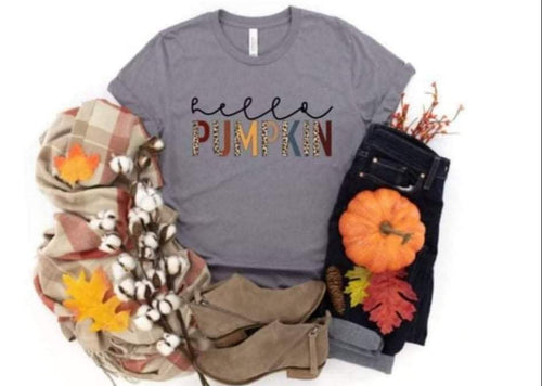 HELLO PUMPKIN LEOPARD LETTERS FALL - HTV TRANSFER