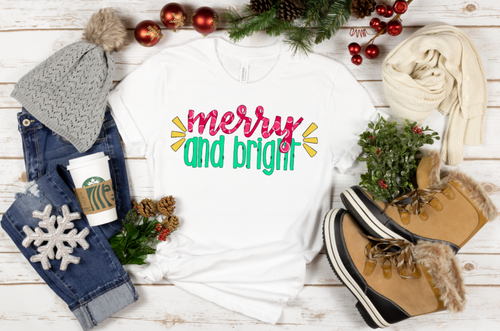 MERRY AND BRIGHT CHRISTMAS - HTV TRANSFER