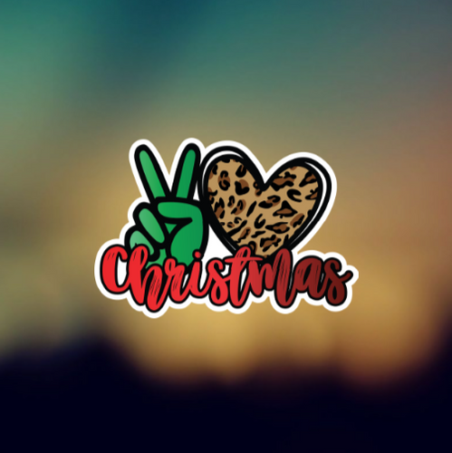 PEACE LOVE CHRISTMAS - PERMANENT ADHESIVE STICKER