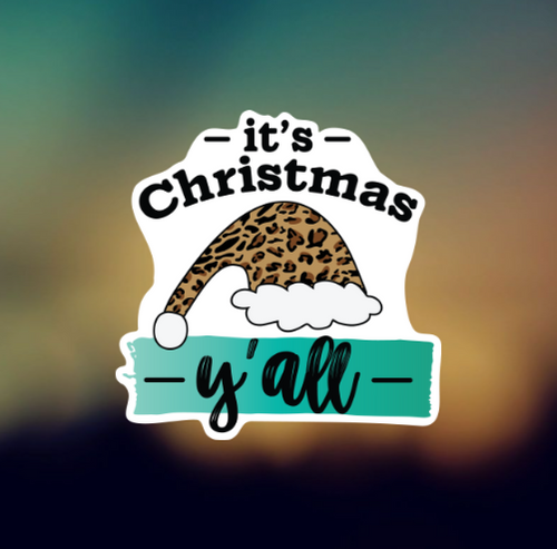 IT'S CHRISTMAS Y'ALL - PERMANENT ADHESIVE STICKER