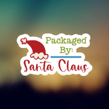 PACKAGED BY SANTA CLAUS - PERMANENT ADHESIVE STICKER