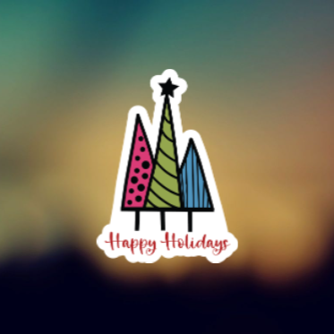 HAPPY HOLIDAYS - PERMANENT ADHESIVE STICKER