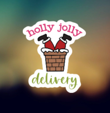 HOLLY JOLLY DELIVERY - PERMANENT ADHESIVE STICKER
