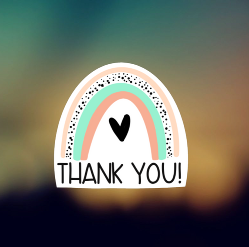 THANK YOU RAINBOW - PERMANENT ADHESIVE STICKER