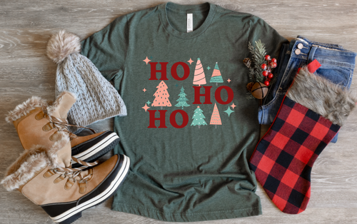 HO HO HO RETRO (RED) CHRISTMAS - HTV TRANSFER