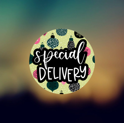 CIRCLE SPECIAL DELIVERY GREEN - PERMANENT ADHESIVE STICKER