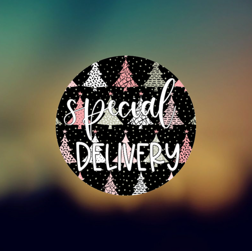 CIRCLE SPECIAL DELIVERY BLACK - PERMANENT ADHESIVE STICKER