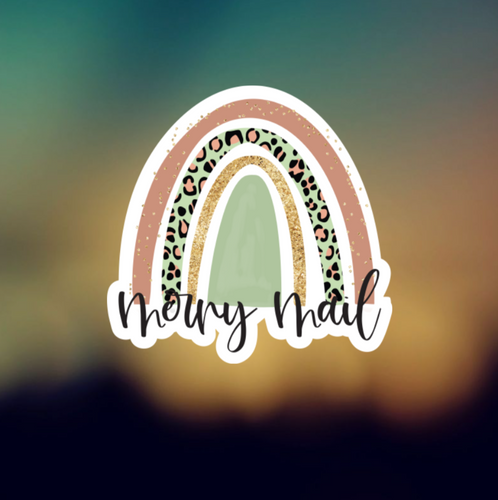 RAINBOW MERRY MAIL  - PERMANENT ADHESIVE STICKER