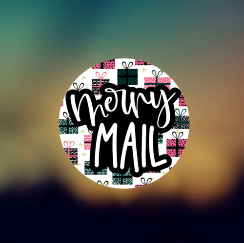 MERRY MAIL CIRCLE  - PERMANENT ADHESIVE STICKER