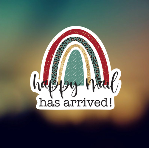 RAINBOW HAPPY MAIL HAS ARRIVED - PERMANENT ADHESIVE STICKER