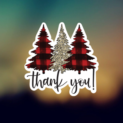 THANK YOU PLAID LEOPARD  - PERMANENT ADHESIVE STICKER