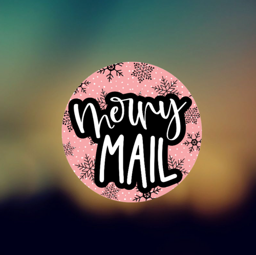 MERRY MAIL CIRCLE PINK - PERMANENT ADHESIVE STICKER