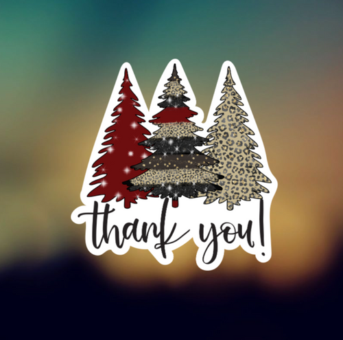 THANK YOU GLITTER LEOPARD  - PERMANENT ADHESIVE STICKER