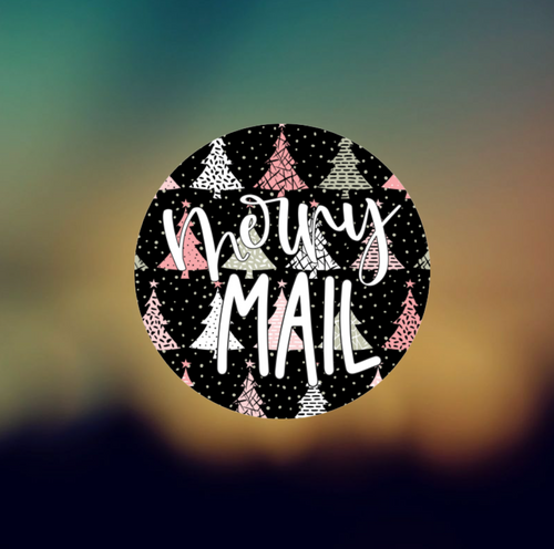 MERRY MAIL BLACK CIRCLE  - PERMANENT ADHESIVE STICKER