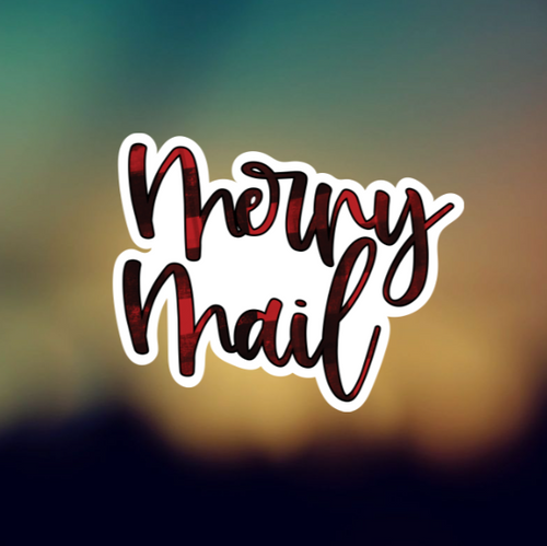 MERRY MAIL PLAID - PERMANENT ADHESIVE STICKER