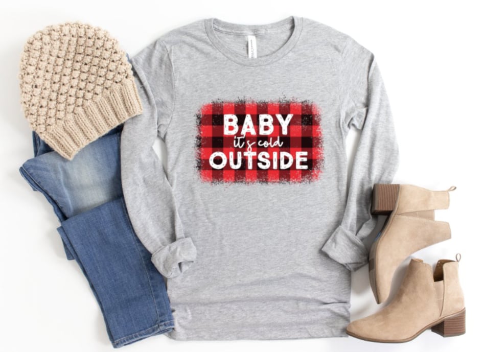 BABY IT'S COLD OUTSIDE PLAID SWATCH CHRISTMAS - HTV TRANSFER
