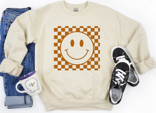 CHECKER SMILEY FACE BOHO - HTV TRANSFER