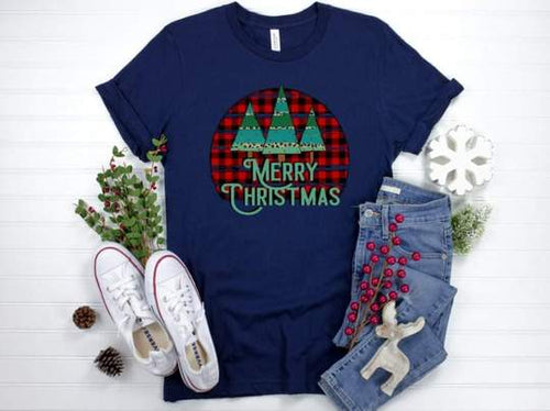 PLAID MERRY CHRISTMAS TREES- HTV TRANSFER