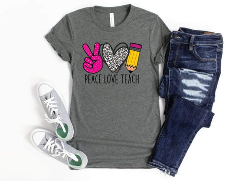 PEACE LOVE TEACH PINK SCHOOL- HTV TRANSFER