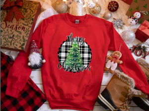 MERRY CHRISTMAS WHITE BLACK PLAID - HTV TRANSFER