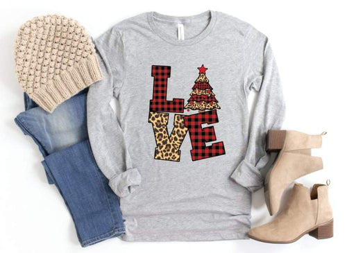 LOVE CHRISTMAS LEOPARD PLAID- HTV TRANSFER