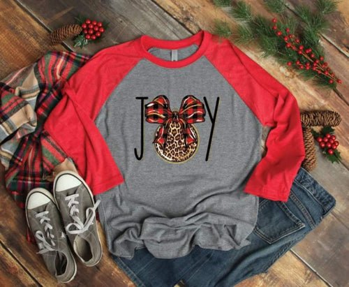 JOY LEOPARD PLAID BOW CHRISTMAS  - HTV TRANSFER