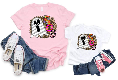 BOO GHOST LEOPARD HALLOWEEN - HTV TRANSFER